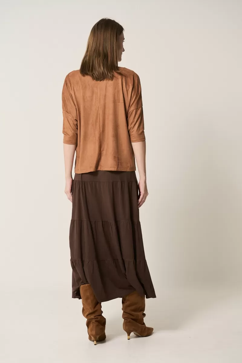 Hidrogênio - LONG SUEDE SKIRT QUATRO MARIAS BROWN - 14654031 Hidrogênio - LONG SUEDE SKIRT QUATRO MARIAS BROWN - 14654031