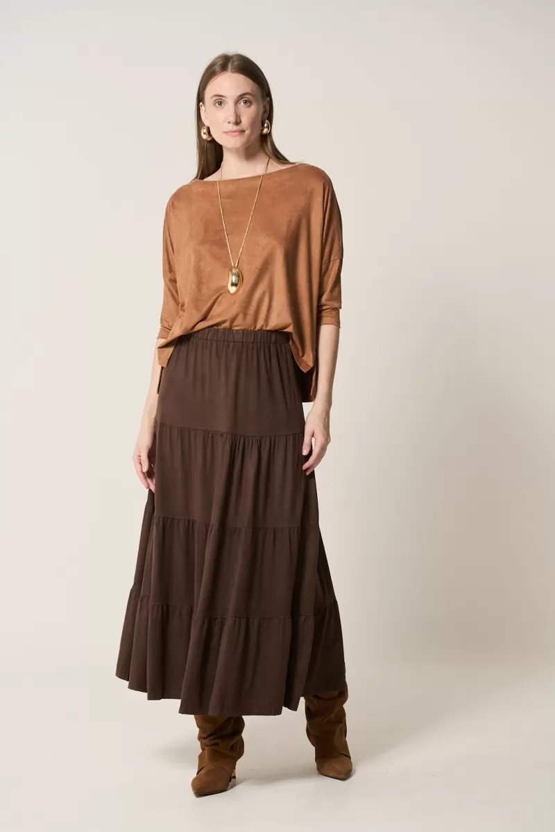 Hidrogênio - LONG SUEDE SKIRT QUATRO MARIAS BROWN - 14654031 Hidrogênio - LONG SUEDE SKIRT QUATRO MARIAS BROWN - 14654031