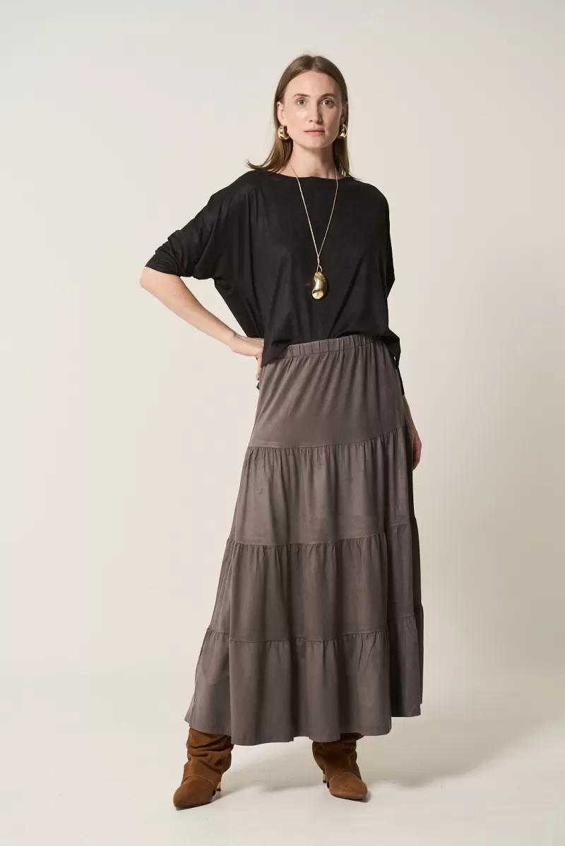 Hidrogênio - LONG SUEDE SKIRT FOUR MARIAS GREY - 14654030 Hidrogênio - LONG SUEDE SKIRT FOUR MARIAS GREY - 14654030