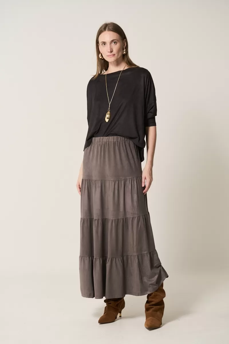 Hidrogênio - LONG SUEDE SKIRT FOUR MARIAS GREY - 14654030 Hidrogênio - LONG SUEDE SKIRT FOUR MARIAS GREY - 14654030