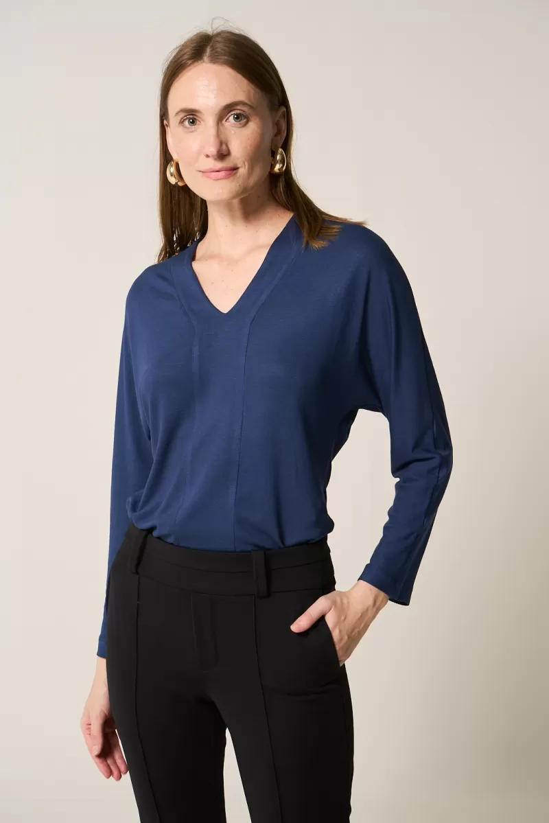 Hidrogênio - NAVY WIDE V-NECK BLOUSE - 20375004 Hidrogênio - NAVY WIDE V-NECK BLOUSE - 20375004