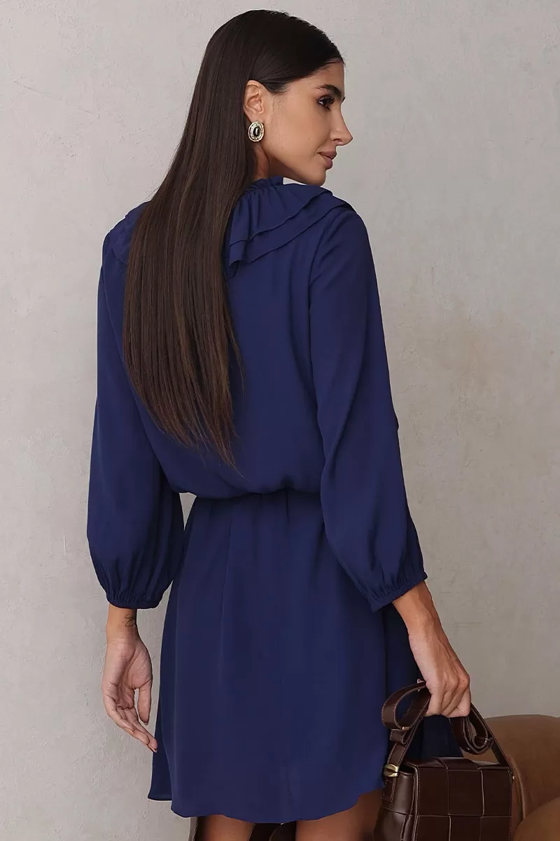 Miss Misses - Evelyn Dress Overlay Long Sleeve Navy Blue - 54534004 Miss Misses - Evelyn Dress Overlay Long Sleeve Navy Blue - 54534004