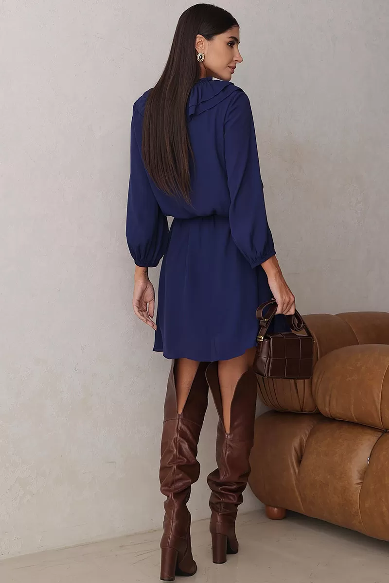 Miss Misses - Evelyn Dress Overlay Long Sleeve Navy Blue - 54534004 Miss Misses - Evelyn Dress Overlay Long Sleeve Navy Blue - 54534004