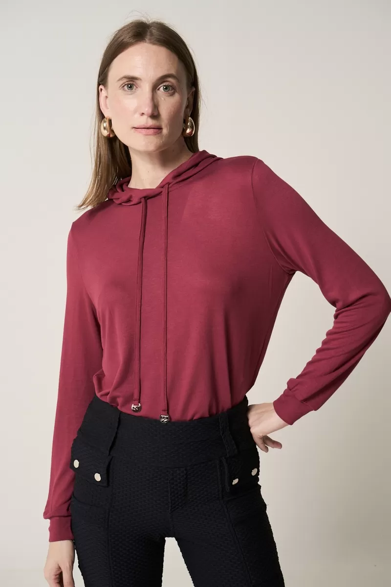 Hidrogênio - BURGUNDY KNITTED HOODED TOP - 20363097 Hidrogênio - BURGUNDY KNITTED HOODED TOP - 20363097