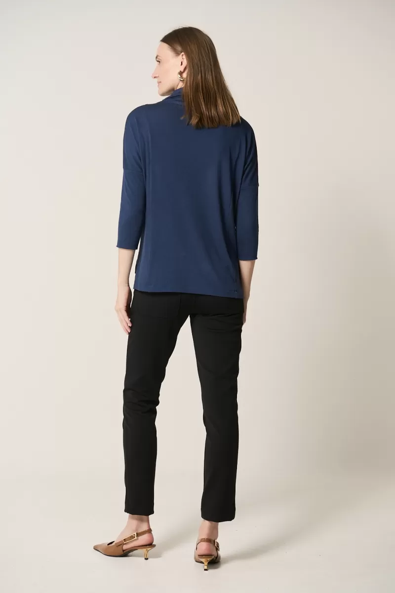 Hidrogênio - SQUARE BLOUSE WITH SILVER COLLAR IN NAVY - 20336004 Hidrogênio - SQUARE BLOUSE WITH SILVER COLLAR IN NAVY - 20336004