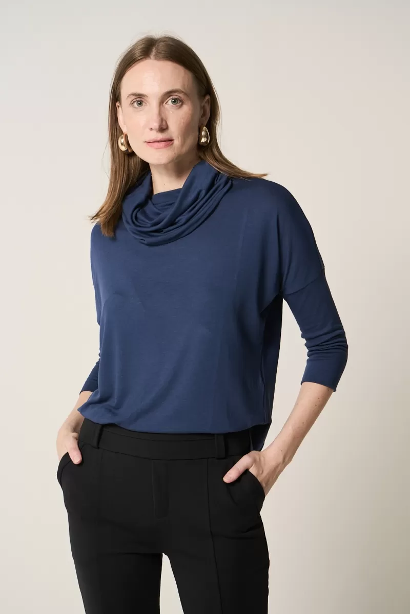 Hidrogênio - SQUARE BLOUSE WITH SILVER COLLAR IN NAVY - 20336004 Hidrogênio - SQUARE BLOUSE WITH SILVER COLLAR IN NAVY - 20336004