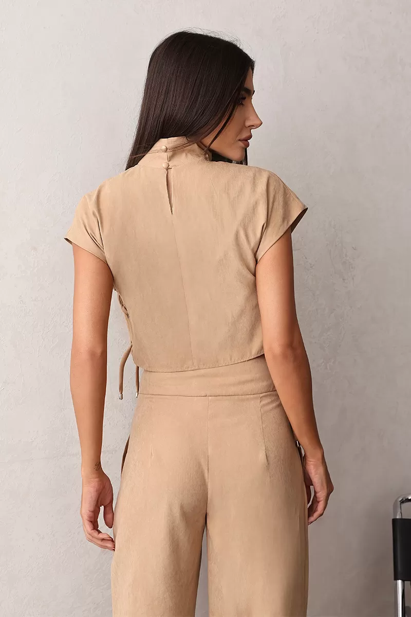 Dot Clothing - Dot Clothing Set Shirt and Pants Eyelets Beige - 2668BEGE Dot Clothing - Dot Clothing Set Shirt and Pants Eyelets Beige - 2668BEGE