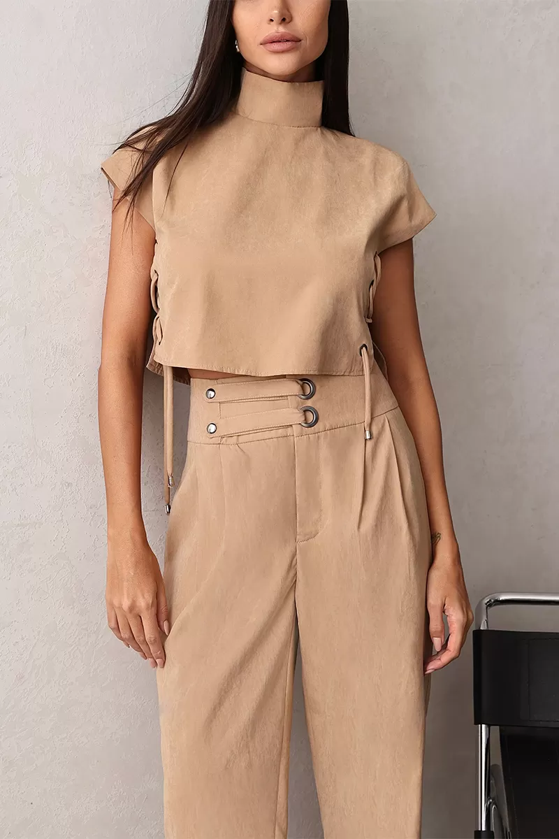 Dot Clothing - Dot Clothing Set Shirt and Pants Eyelets Beige - 2668BEGE Dot Clothing - Dot Clothing Set Shirt and Pants Eyelets Beige - 2668BEGE