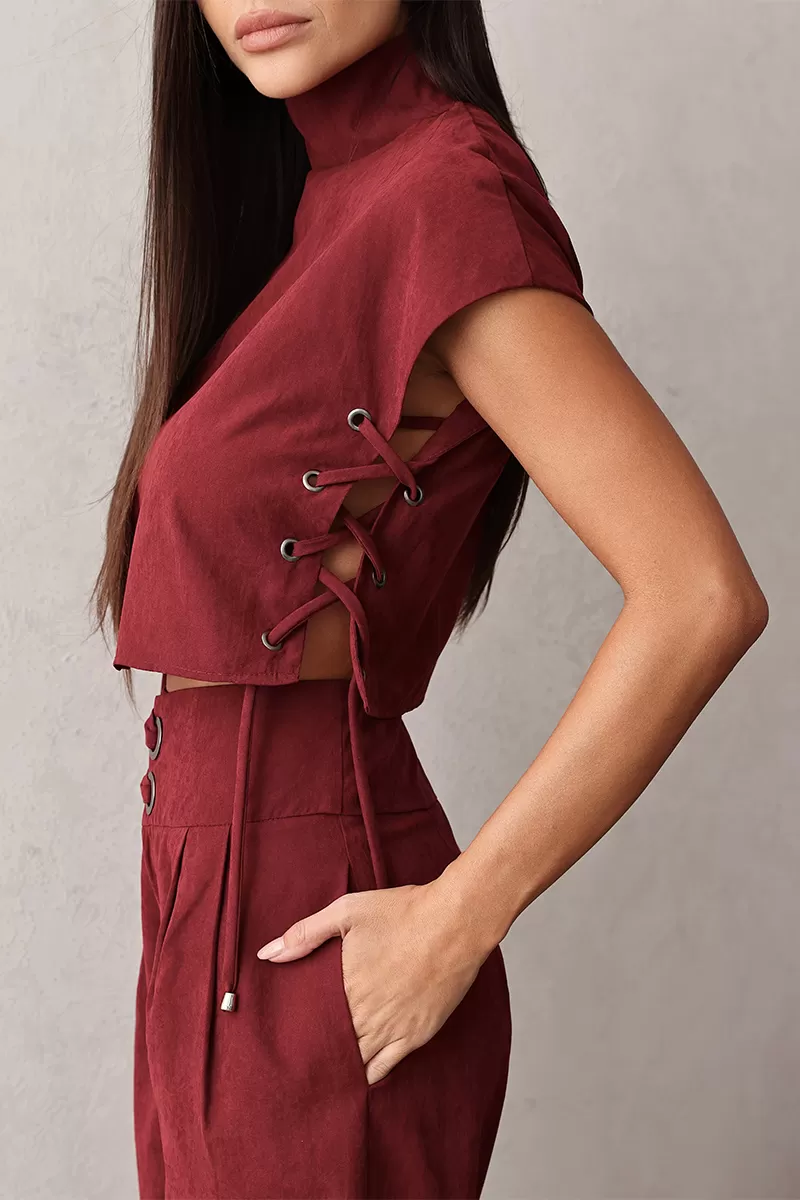 Dot Clothing - Set Dot Clothing Shirt and Pants Eyelets Marsala - 2668MARSALA Dot Clothing - Set Dot Clothing Shirt and Pants Eyelets Marsala - 2668MARSALA