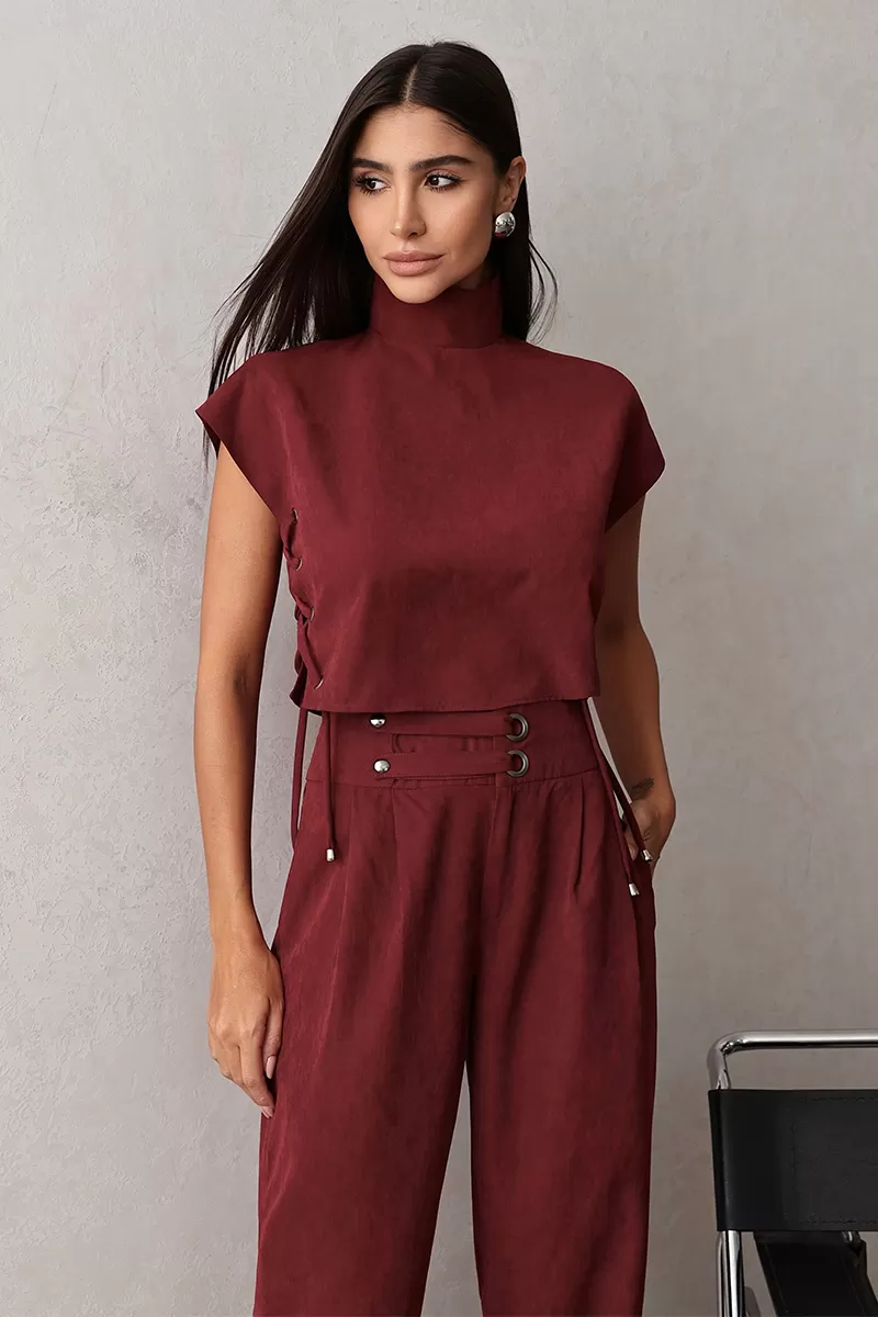 Dot Clothing - Set Dot Clothing Shirt and Pants Eyelets Marsala - 2668MARSALA Dot Clothing - Set Dot Clothing Shirt and Pants Eyelets Marsala - 2668MARSALA