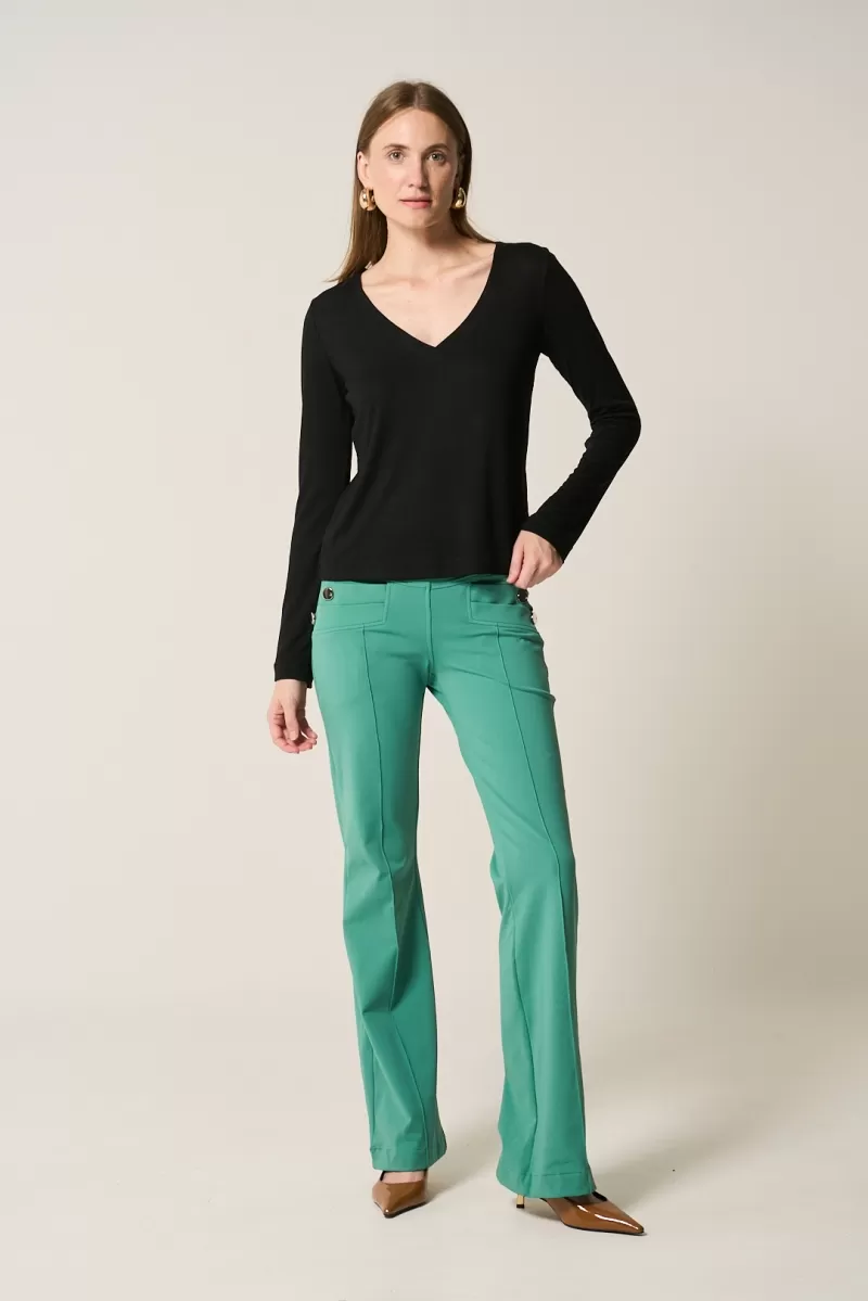 Hidrogênio - BLACK LONG SLEEVE V-NECK BLOUSE - 20362001 Hidrogênio - BLACK LONG SLEEVE V-NECK BLOUSE - 20362001