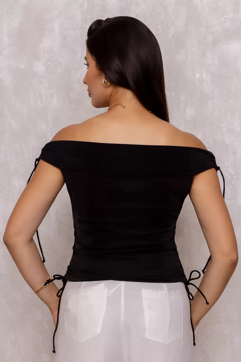 Miss Misses - Miss Misses Off-the-Shoulder Black Shirt - 50278PRETO