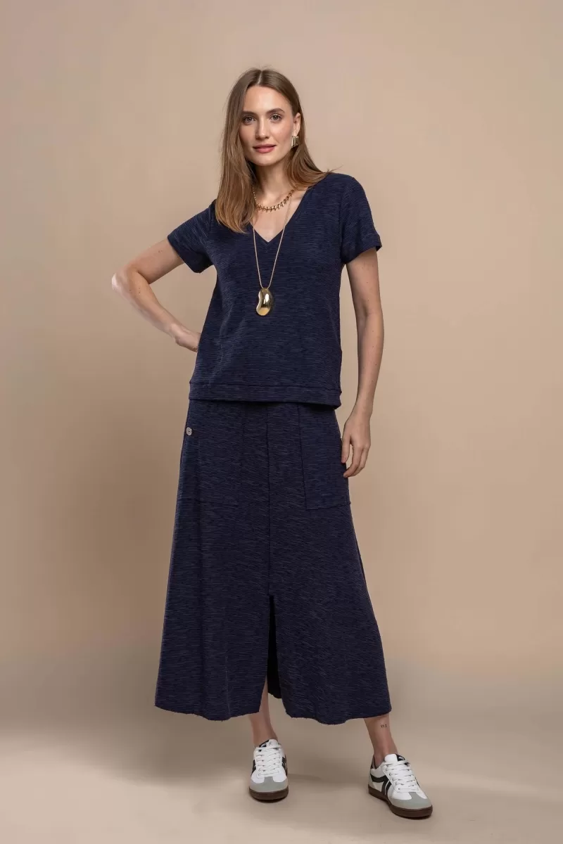 Hidrogênio - MIDI SKIRT WITH THREAD POCKET NAVY COLOR - 20354004 Hidrogênio - MIDI SKIRT WITH THREAD POCKET NAVY COLOR - 20354004