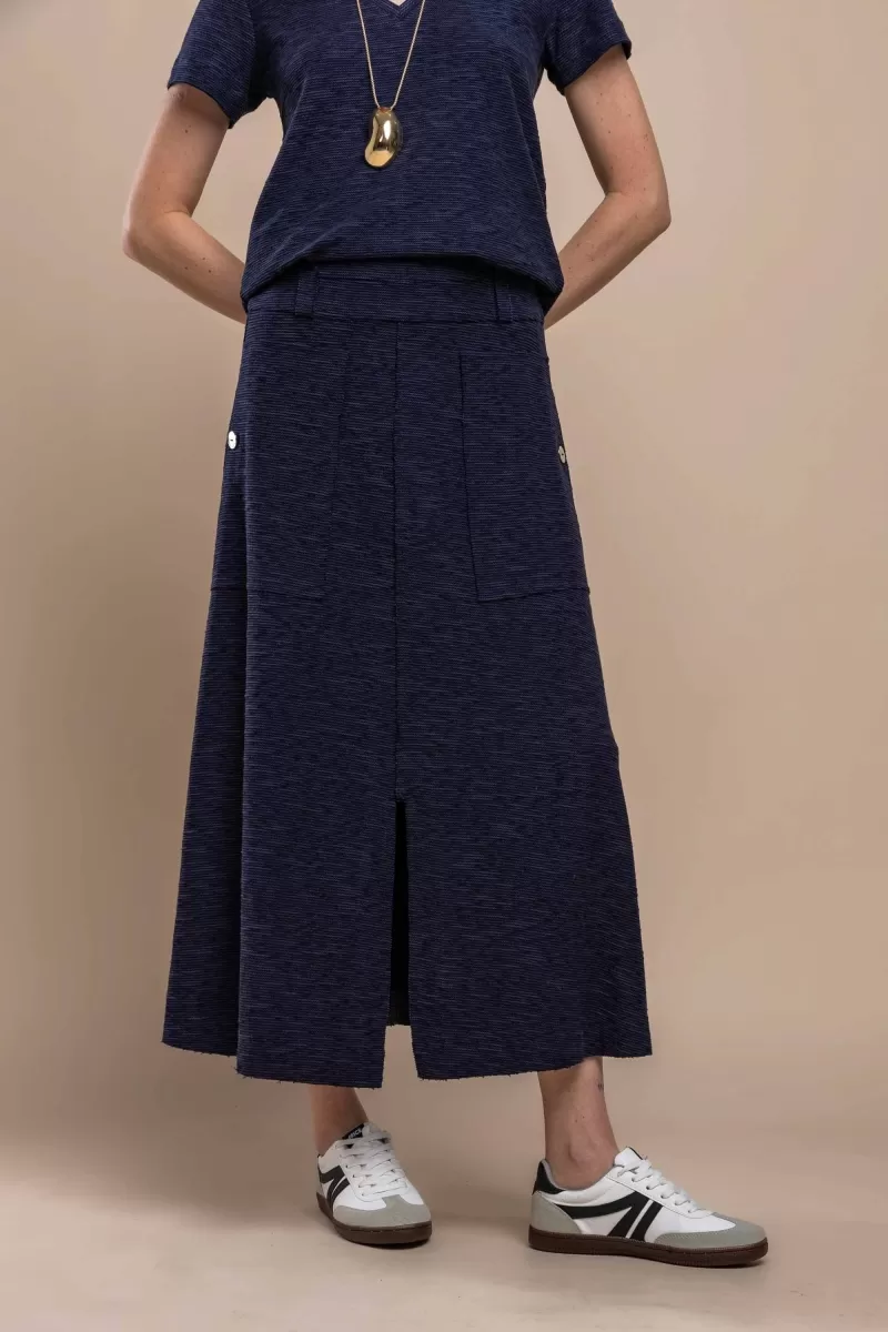 Hidrogênio - MIDI SKIRT WITH THREAD POCKET NAVY COLOR - 20354004 Hidrogênio - MIDI SKIRT WITH THREAD POCKET NAVY COLOR - 20354004