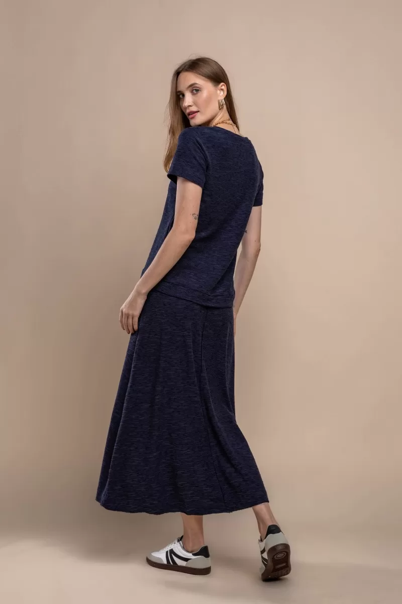 Hidrogênio - MIDI SKIRT WITH THREAD POCKET NAVY COLOR - 20354004 Hidrogênio - MIDI SKIRT WITH THREAD POCKET NAVY COLOR - 20354004