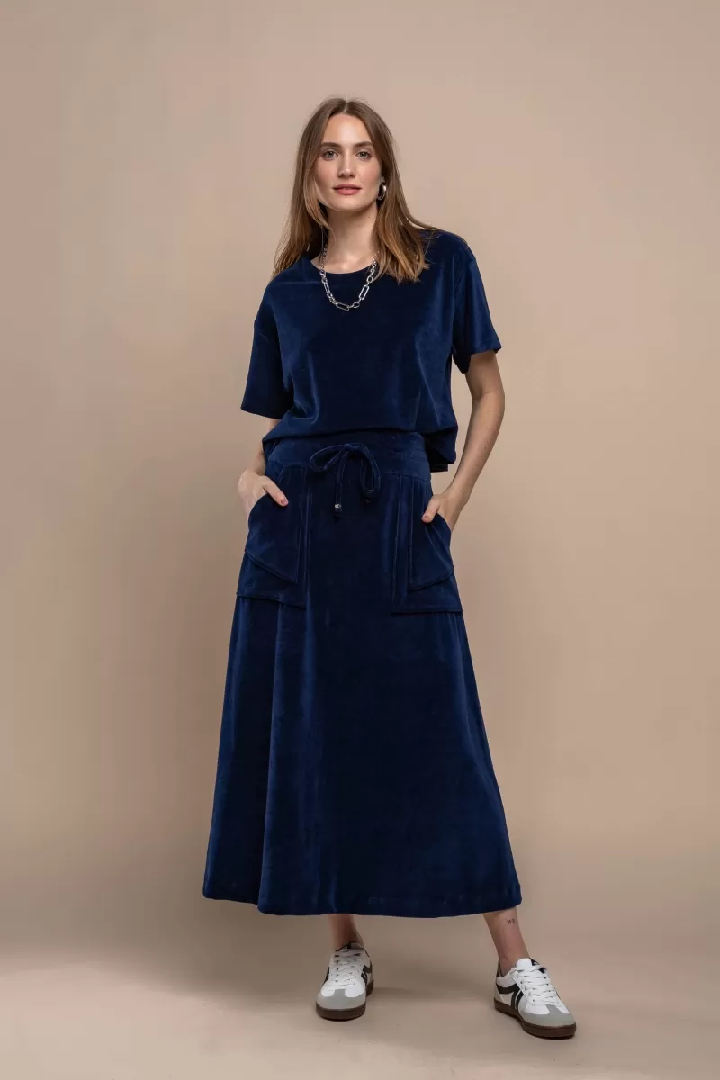 Hidrogênio - SEMI-FLAT SKIRT WITH POCKETS NAVY - 20366004 Hidrogênio - SEMI-FLAT SKIRT WITH POCKETS NAVY - 20366004