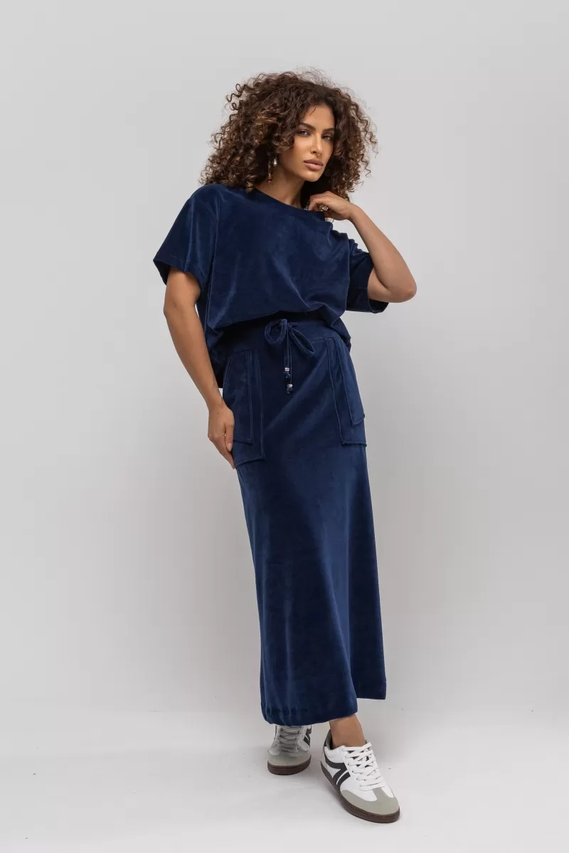 Hidrogênio - SEMI-FLAT SKIRT WITH POCKETS NAVY - 20366004 Hidrogênio - SEMI-FLAT SKIRT WITH POCKETS NAVY - 20366004