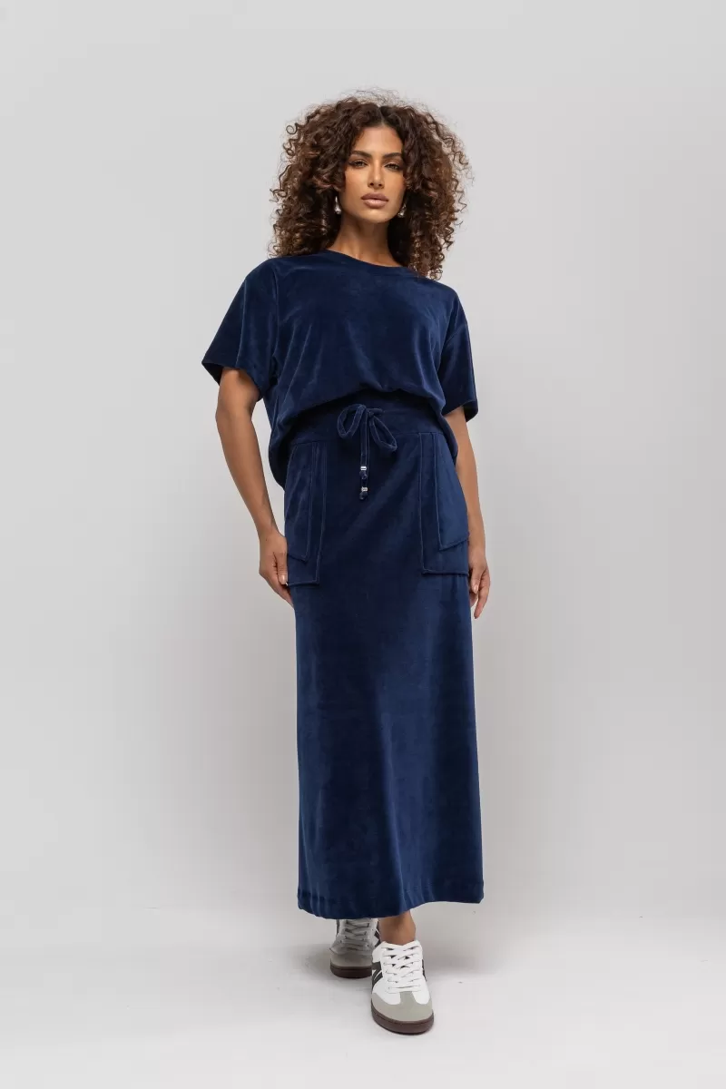 Hidrogênio - SEMI-FLAT SKIRT WITH POCKETS NAVY - 20366004 Hidrogênio - SEMI-FLAT SKIRT WITH POCKETS NAVY - 20366004