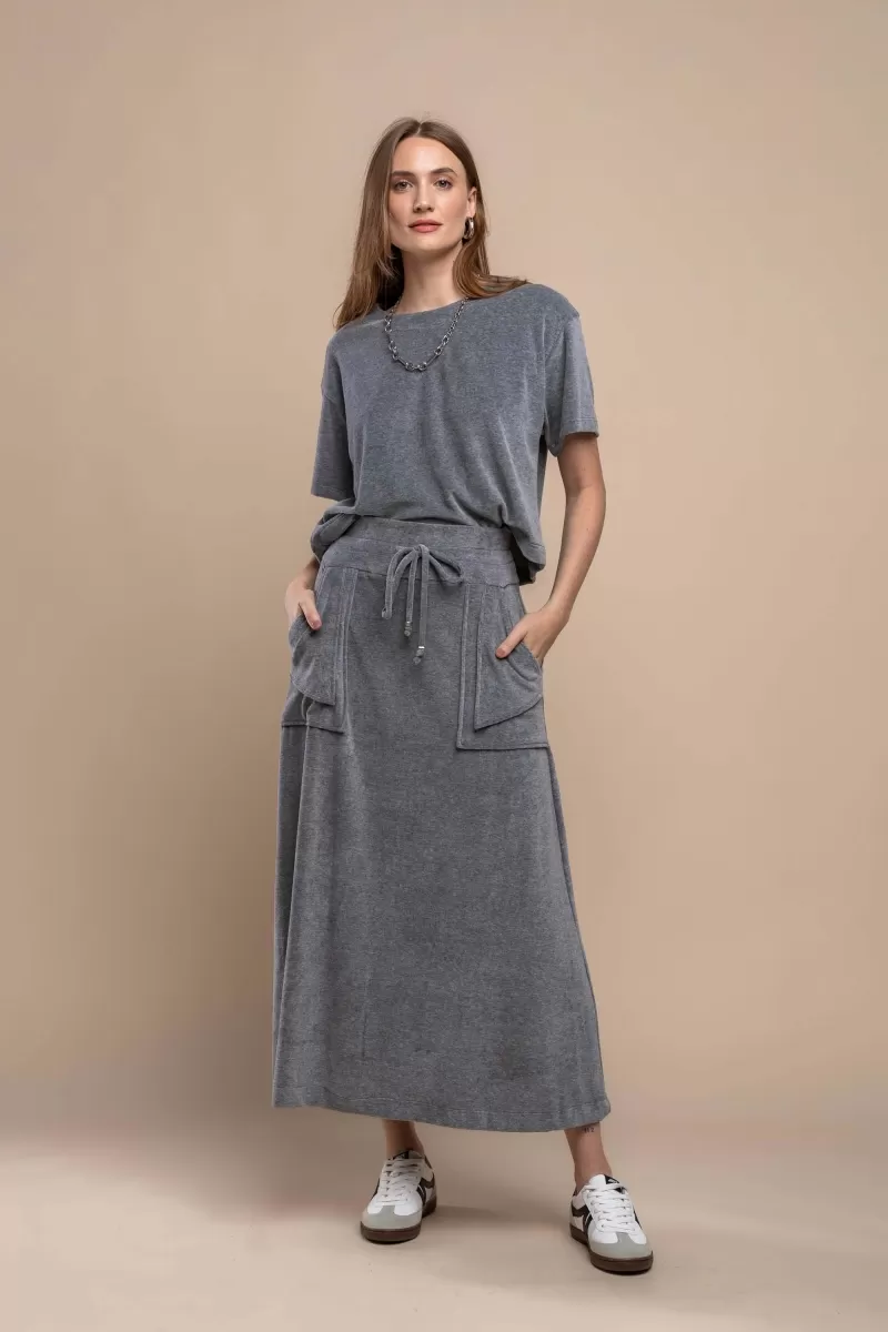 Hidrogênio - SEMI EVASE SKIRT WITH MIXED POCKETS - 20366014 Hidrogênio - SEMI EVASE SKIRT WITH MIXED POCKETS - 20366014