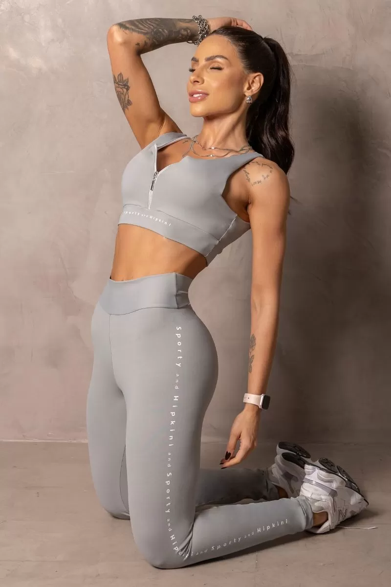 Hipkini - Grey Runner Top with Neckline and Zipper - 33331113 Hipkini - Grey Runner Top with Neckline and Zipper - 33331113