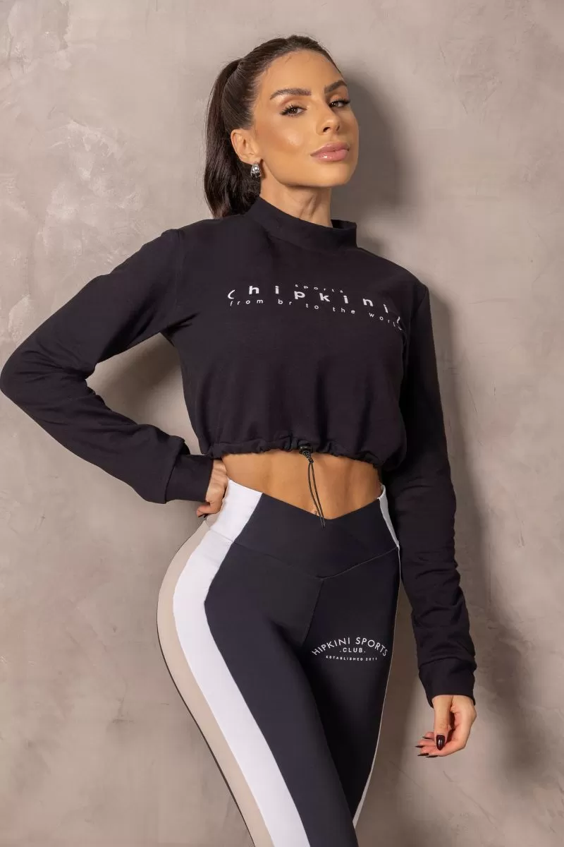 Hipkini - Black Runner Leggings with Wrapped Waistband and Silk - 33331103 Hipkini - Black Runner Leggings with Wrapped Waistband and Silk - 33331103