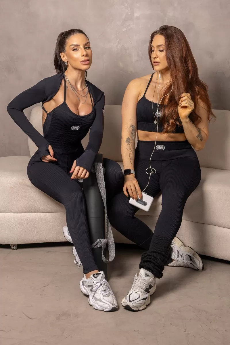Hipkini - Black Ribbed Runner Jumpsuit with Crossover Straps - 33331096 Hipkini - Black Ribbed Runner Jumpsuit with Crossover Straps - 33331096