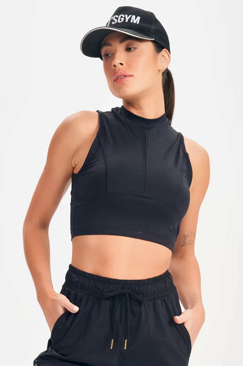 Lets Gym - Black Cropped Top - 2645PT