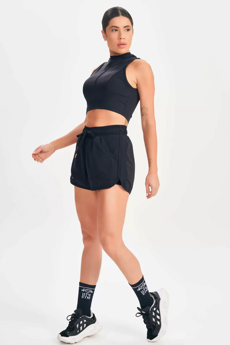 Lets Gym - Black Cropped Top - 2645PT