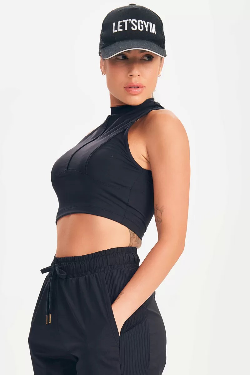 Lets Gym - Black Cropped Top - 2645PT