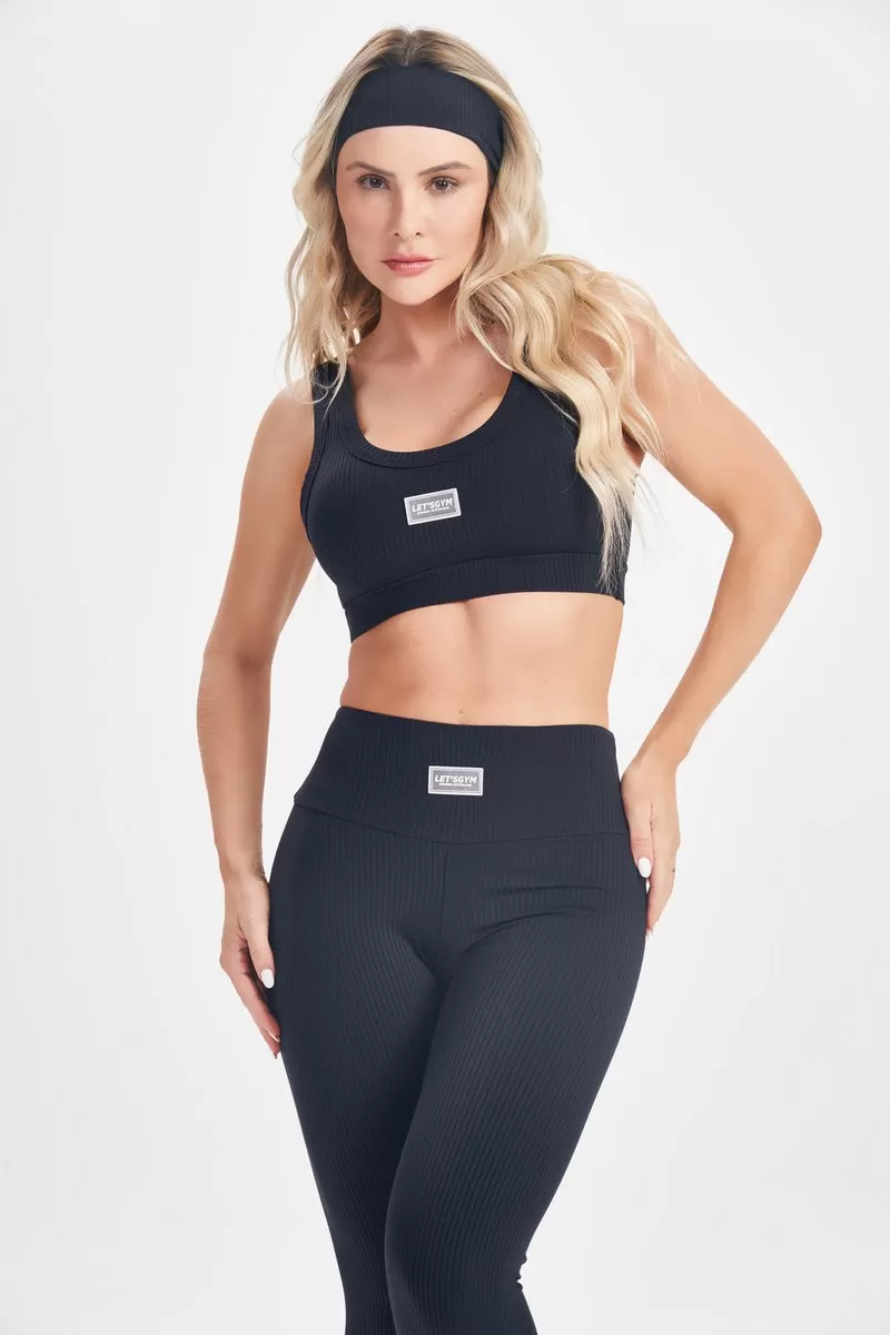 Lets Gym - Black Comfort Rib Top - 2677PT