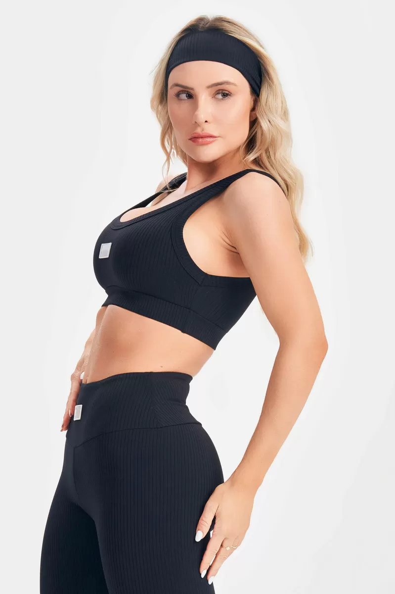 Lets Gym - Black Comfort Rib Top - 2677PT