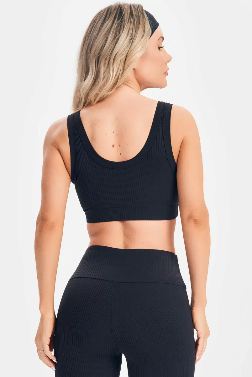 Lets Gym - Black Comfort Rib Top - 2677PT