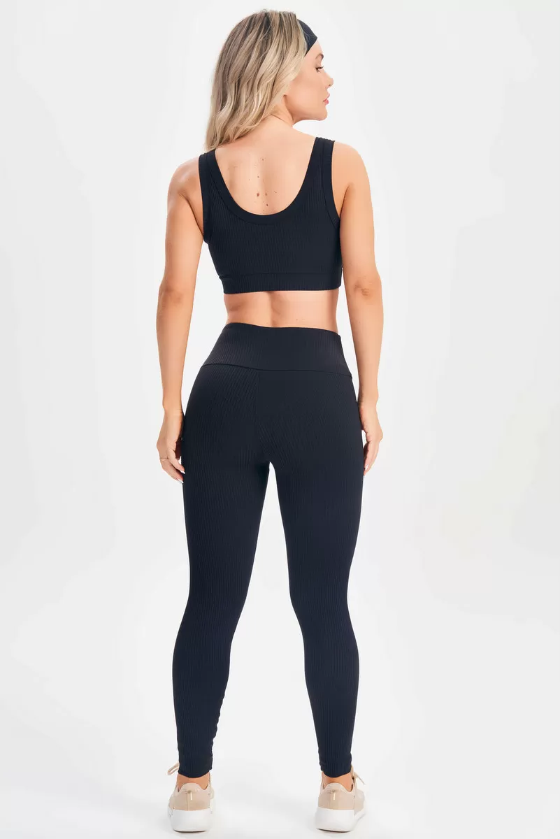 Lets Gym - Black Comfort Rib Leggings - 2678APT Lets Gym - Black Comfort Rib Leggings - 2678APT