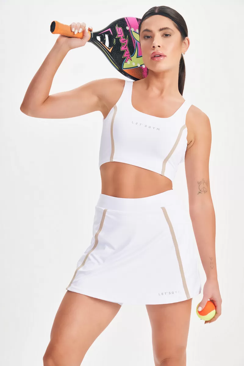 Lets Gym - White Drop Shot Crop Top - 2684BR Lets Gym - White Drop Shot Crop Top - 2684BR