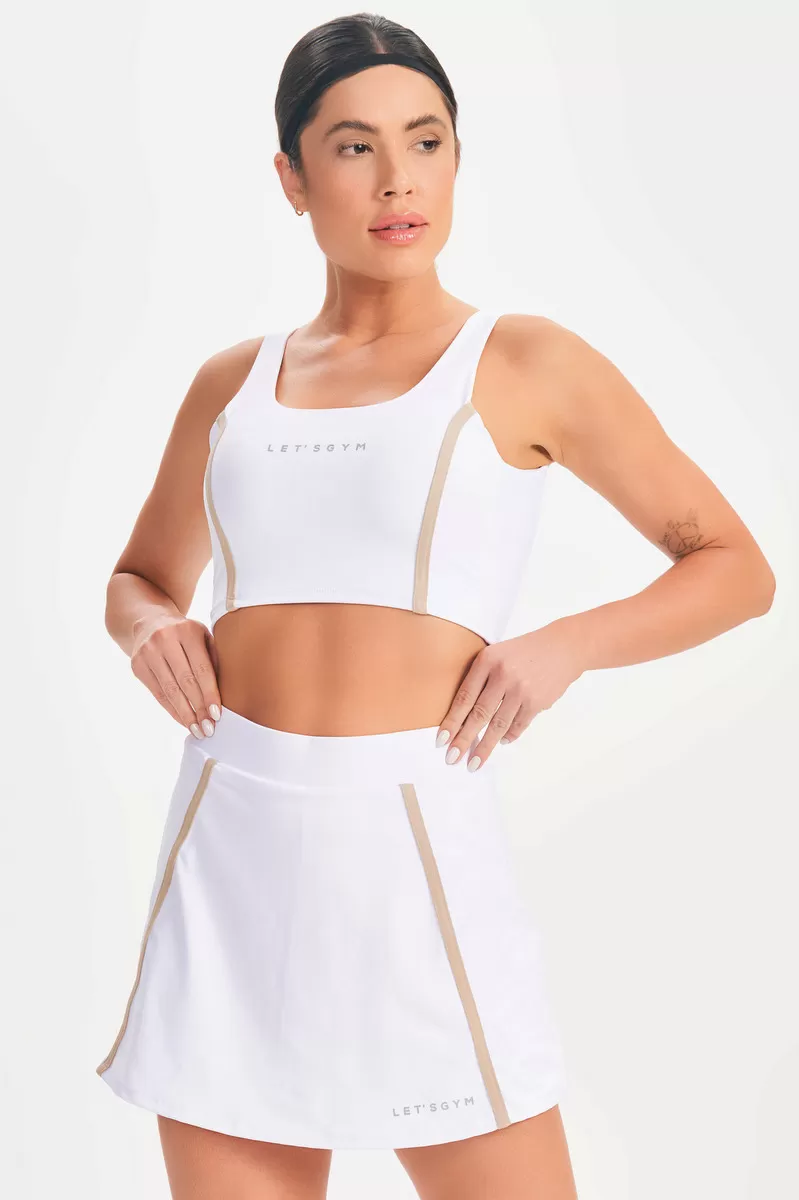Lets Gym - White Drop Shot Crop Top - 2684BR Lets Gym - White Drop Shot Crop Top - 2684BR