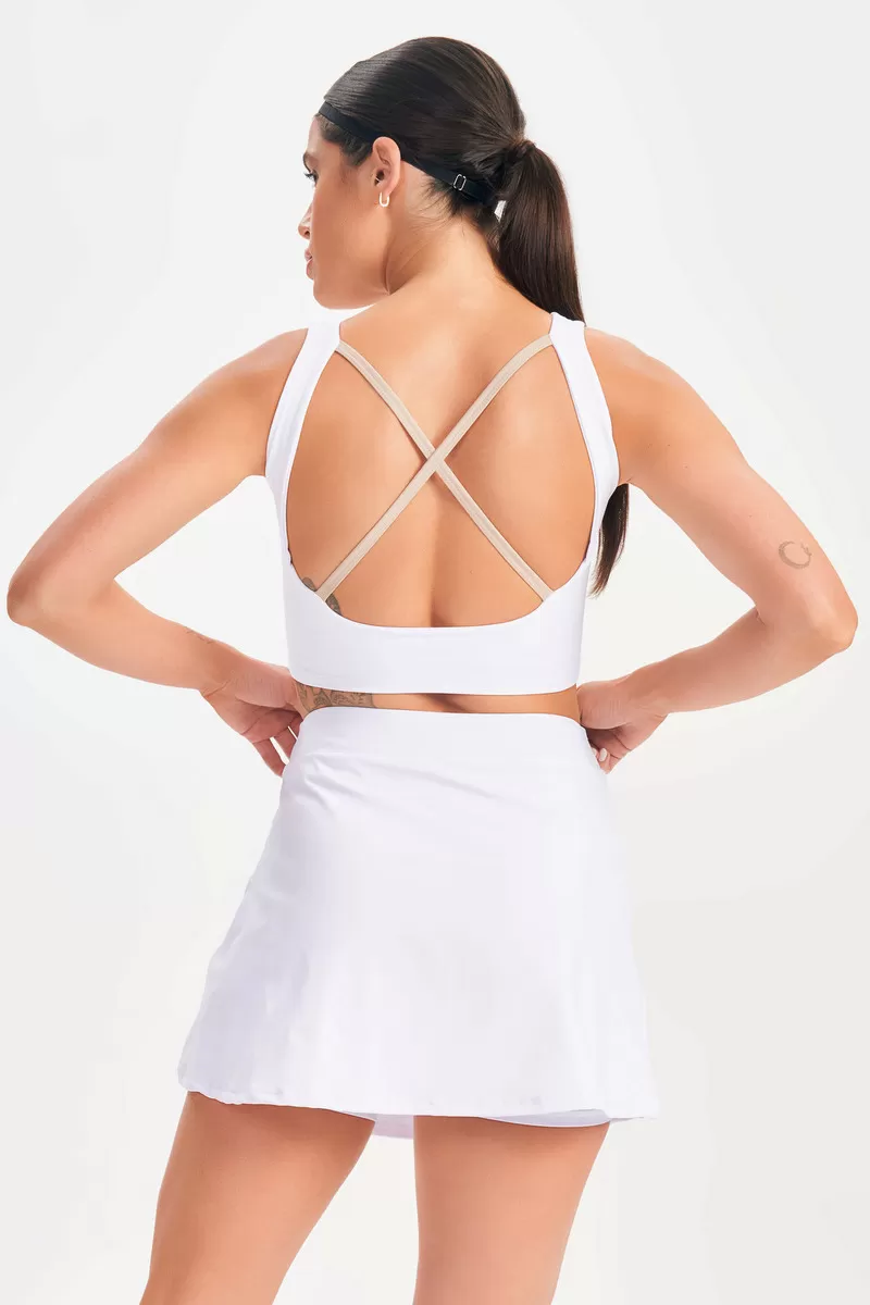 Lets Gym - White Drop Shot Crop Top - 2684BR Lets Gym - White Drop Shot Crop Top - 2684BR