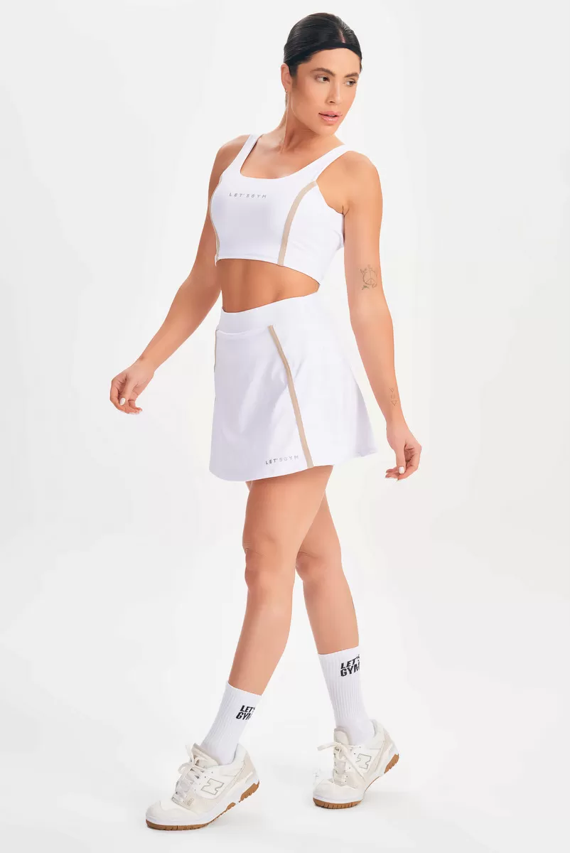 Lets Gym - White Drop Shot Crop Top - 2684BR Lets Gym - White Drop Shot Crop Top - 2684BR