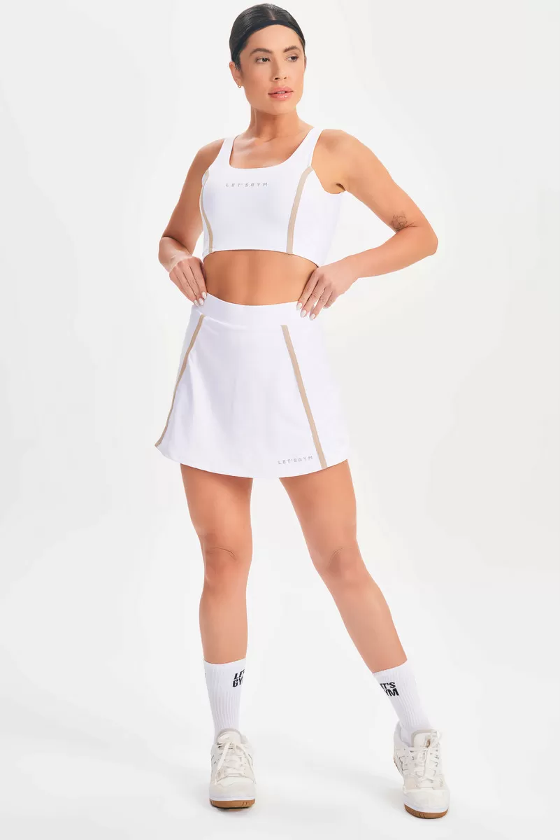 Lets Gym - White Drop Shot Crop Top - 2684BR Lets Gym - White Drop Shot Crop Top - 2684BR