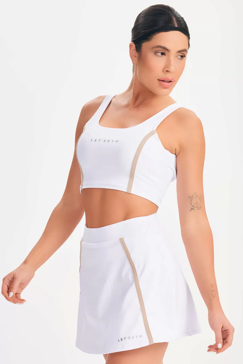 Lets Gym - White Drop Shot Crop Top - 2684BR Lets Gym - White Drop Shot Crop Top - 2684BR
