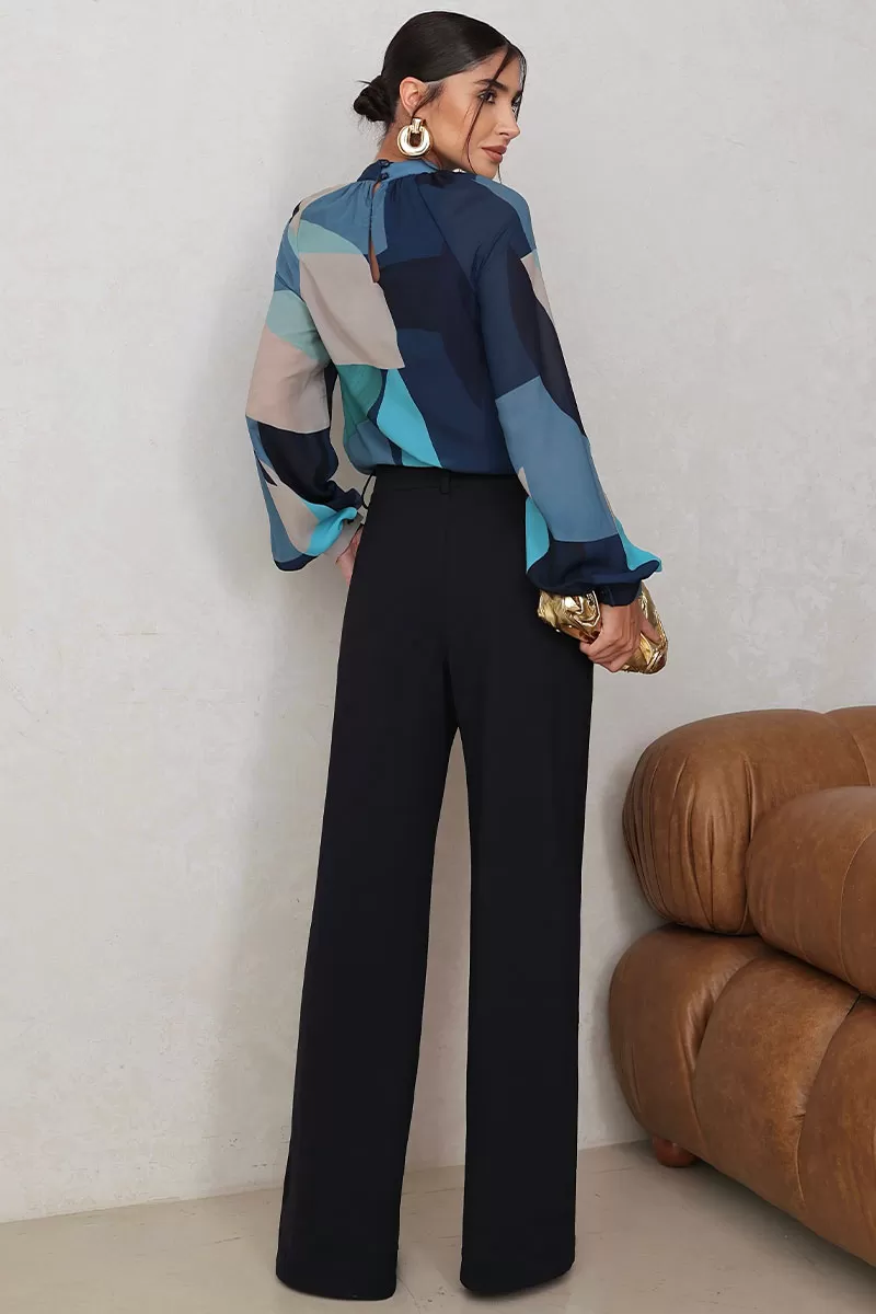 Miss Misses - Carla Shirt with Ruffled Collar and Long Sleeves in Blue - 54544002 Miss Misses - Carla Shirt with Ruffled Collar and Long Sleeves in Blue - 54544002