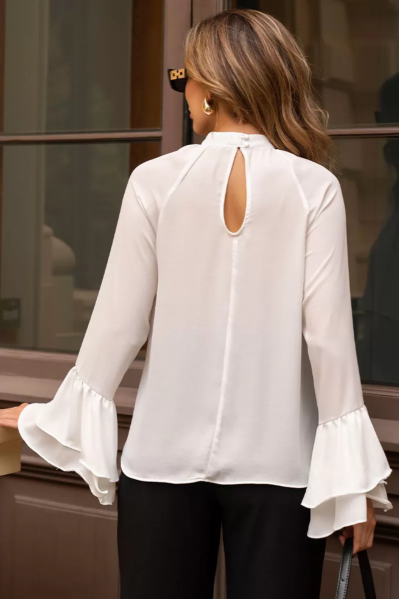 Miss Misses - Andressa Long Sleeve Shirt with White Cape Detail - 54555005 Miss Misses - Andressa Long Sleeve Shirt with White Cape Detail - 54555005