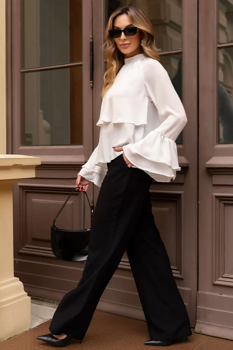 Miss Misses - Andressa Long Sleeve Shirt with White Cape Detail - 54555005 Miss Misses - Andressa Long Sleeve Shirt with White Cape Detail - 54555005
