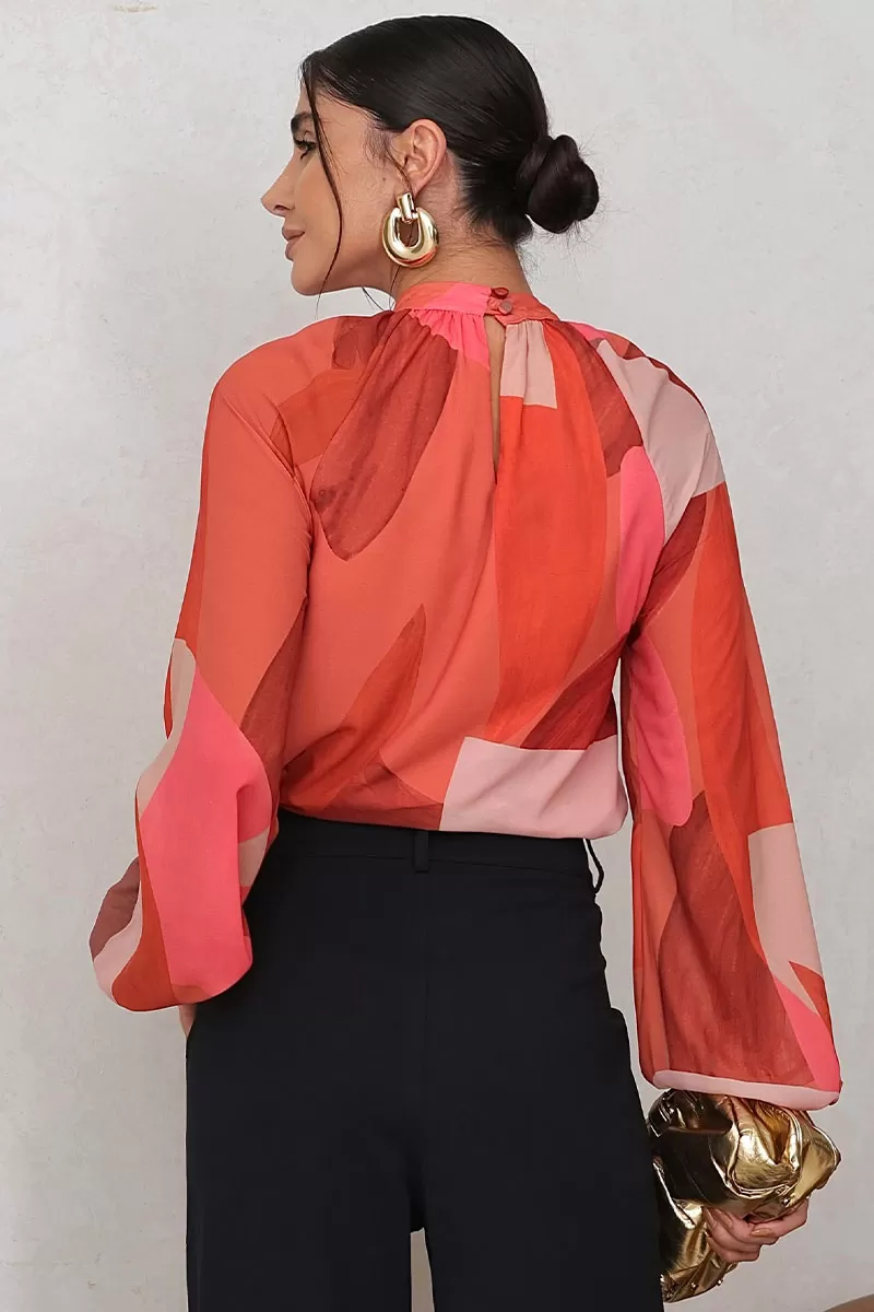 Miss Misses - Carla Shirt with Ruffled Collar and Long Sleeves, Orange - 54544216 Miss Misses - Carla Shirt with Ruffled Collar and Long Sleeves, Orange - 54544216
