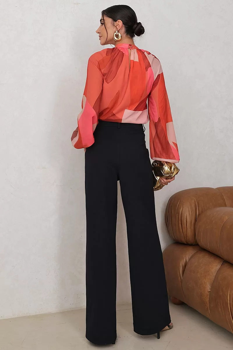 Miss Misses - Carla Shirt with Ruffled Collar and Long Sleeves, Orange - 54544216 Miss Misses - Carla Shirt with Ruffled Collar and Long Sleeves, Orange - 54544216
