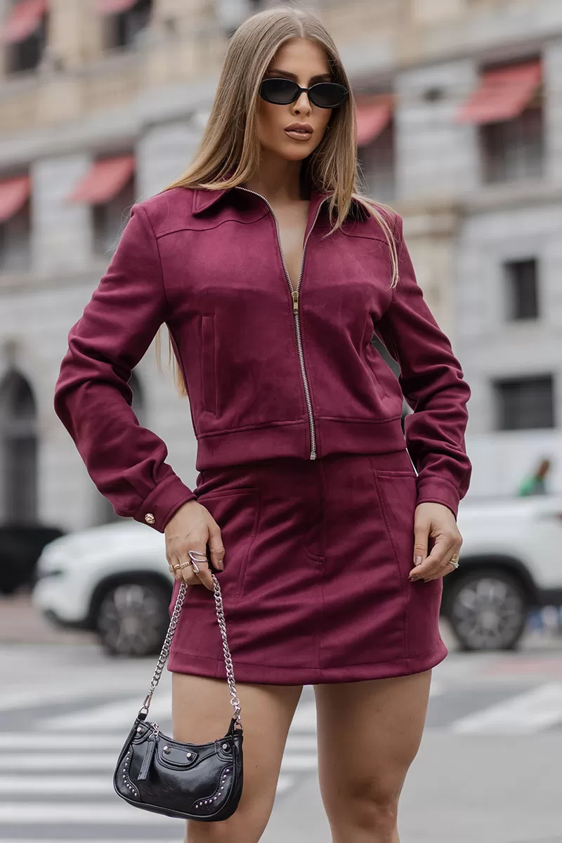 Miss Misses - Juliet Skirt with Cutout and Burgundy Pocket - 54549134 Miss Misses - Juliet Skirt with Cutout and Burgundy Pocket - 54549134