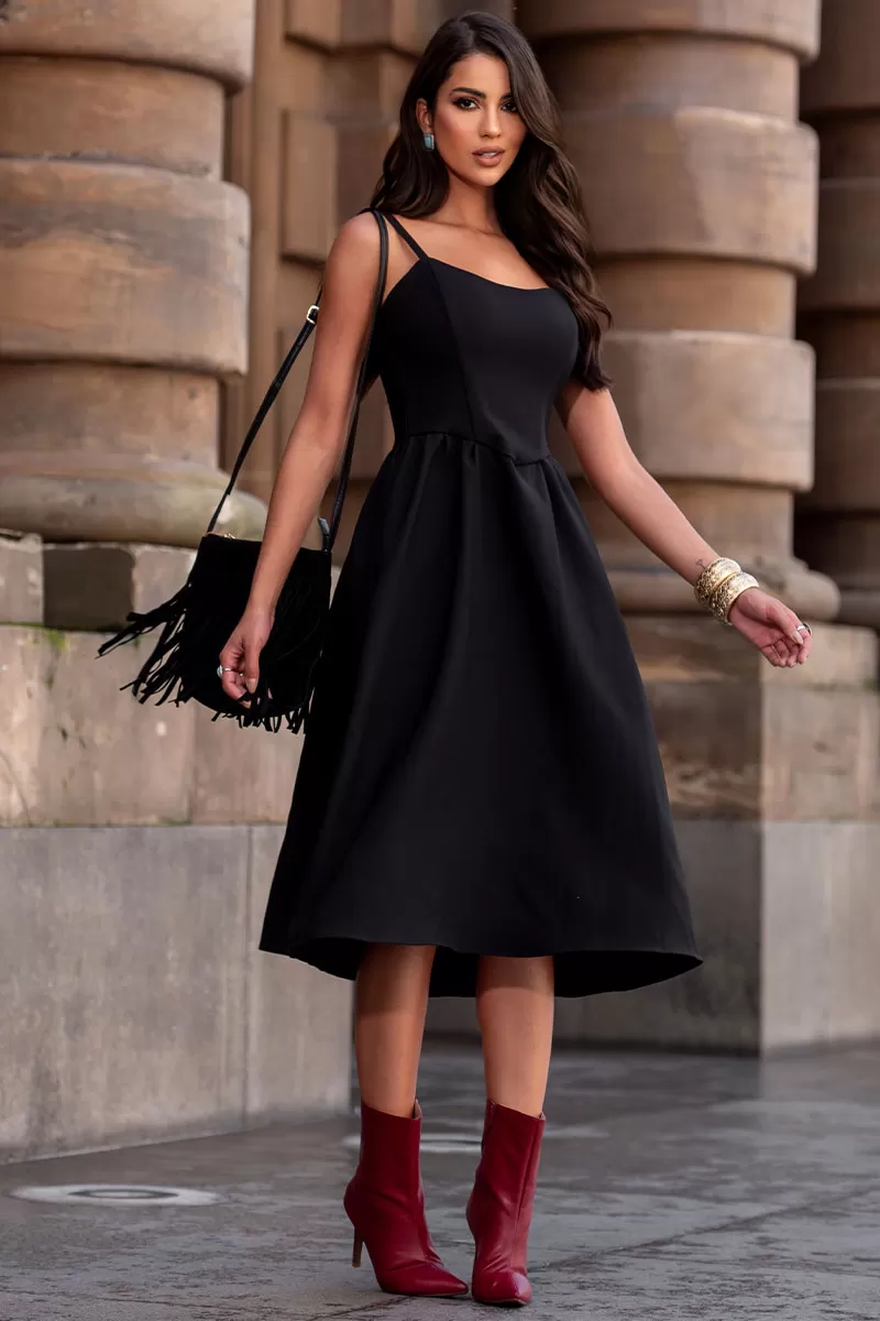 Miss Misses - Karine Midi Dress With Pleats On Skirt Black - 54547001 Miss Misses - Karine Midi Dress With Pleats On Skirt Black - 54547001
