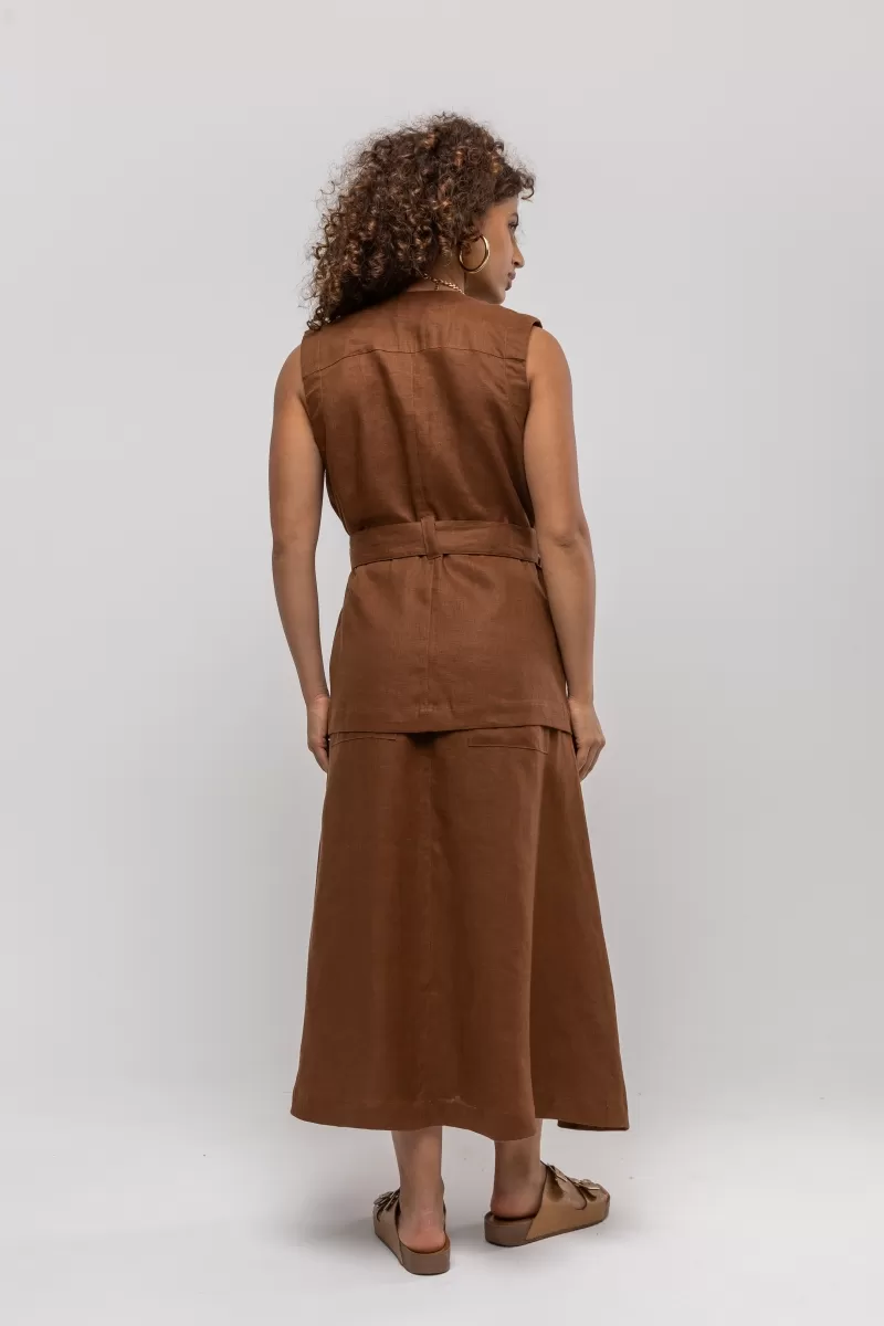 Hidrogênio - BROWN LINEN WRAP VEST - 20402031 Hidrogênio - BROWN LINEN WRAP VEST - 20402031