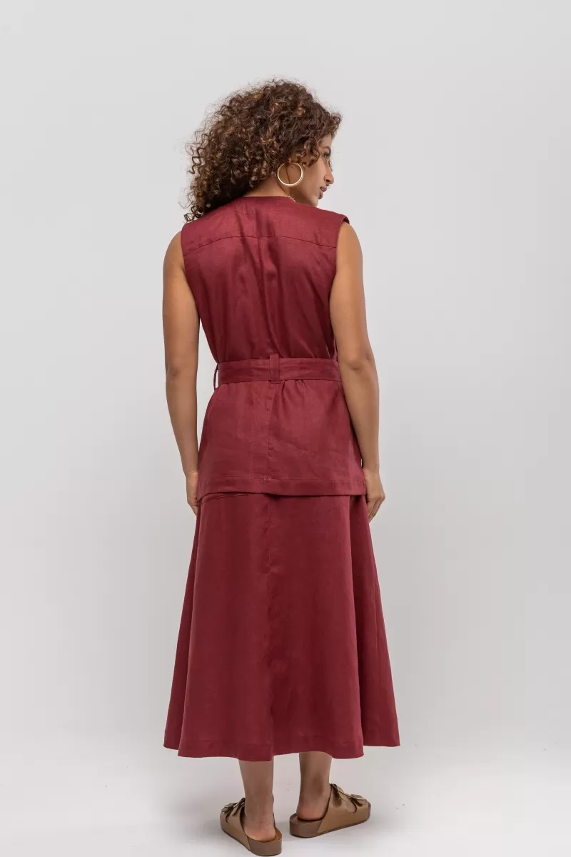 Hidrogênio - LINEN WRAP VEST IN WINE - 20402043 Hidrogênio - LINEN WRAP VEST IN WINE - 20402043