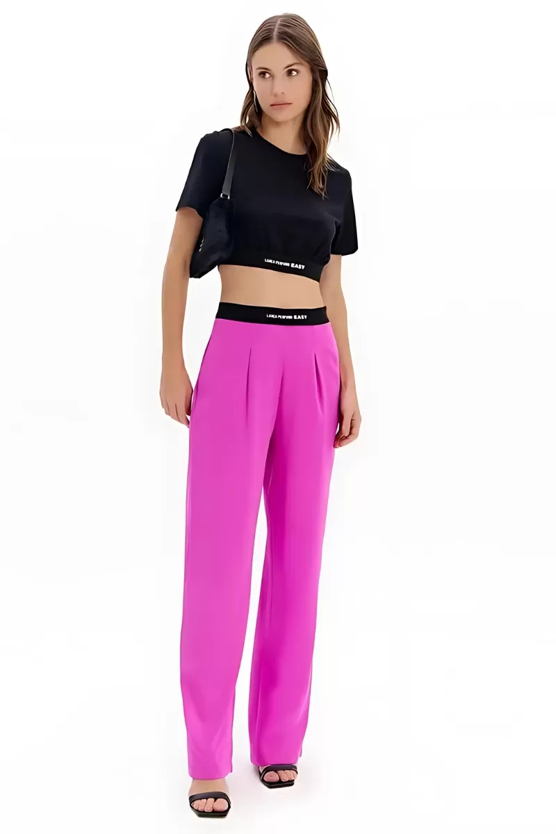 LANÇA PERFUME - Wide Leg Pants With Elastic And High Waist Lança Perfume - 2837RS LANÇA PERFUME - Wide Leg Pants With Elastic And High Waist Lança Perfume - 2837RS