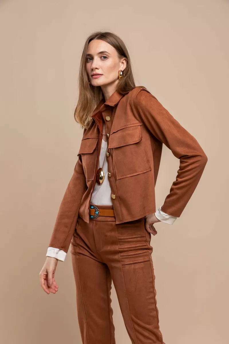 Hidrogênio - COGNAC COAT WITH THREAD POCKETS - 20458579 Hidrogênio - COGNAC COAT WITH THREAD POCKETS - 20458579
